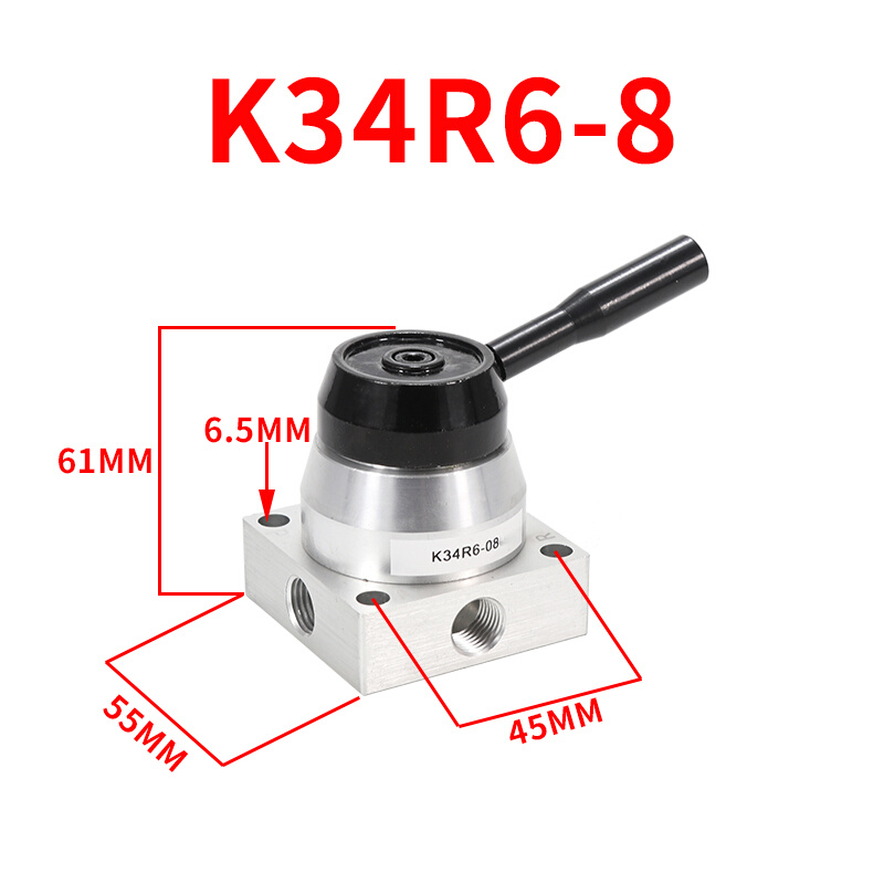 气动开关手动阀气缸三位四通手转阀K34R6-8D/8L控制换向手扳阀 - 图2