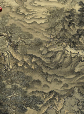 谢时臣四皓图明代山水画真迹复制