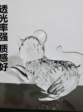 水晶老鼠十二生肖摆件专甲寅子丑空亡填实奇门四害化解正北补缺角