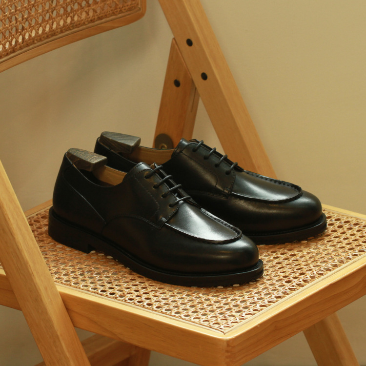 美式复古阿美咔叽工装日式真皮头层皮工装男士适百搭增高德比鞋 - 图3