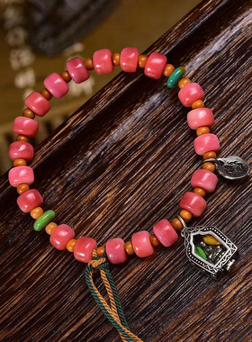 天然满血骆驼骨文玩手链