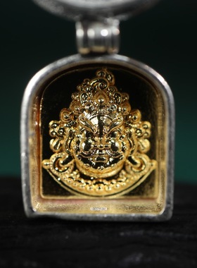 黄财神嘎乌盒藏传铜镀银做旧项链挂件吊坠DIY文玩侧挂配饰挂坠