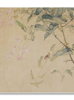 清代居廉花卉草虫四屏国画工笔花