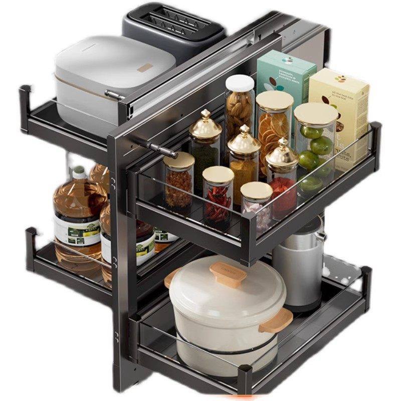 转角拉篮橱柜厨房调味碗碟架联动抽屉拐角小怪物置物架双层收纳架,淘宝优惠券,粉丝福利购,淘宝优惠卷