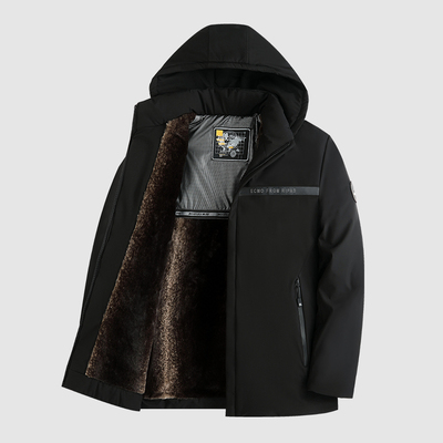 红蜻蜓可拆连帽中老年男士棉服外套冬季保暖加绒加厚爸爸冬装棉衣