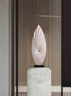 抽象木雕艺术竖高玄关摆件客厅电视柜装饰品样板房高级感软装雕塑