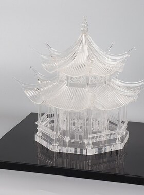 新中式古建筑亚克力八角塔样板房售楼处客厅书柜博古架装饰品摆件