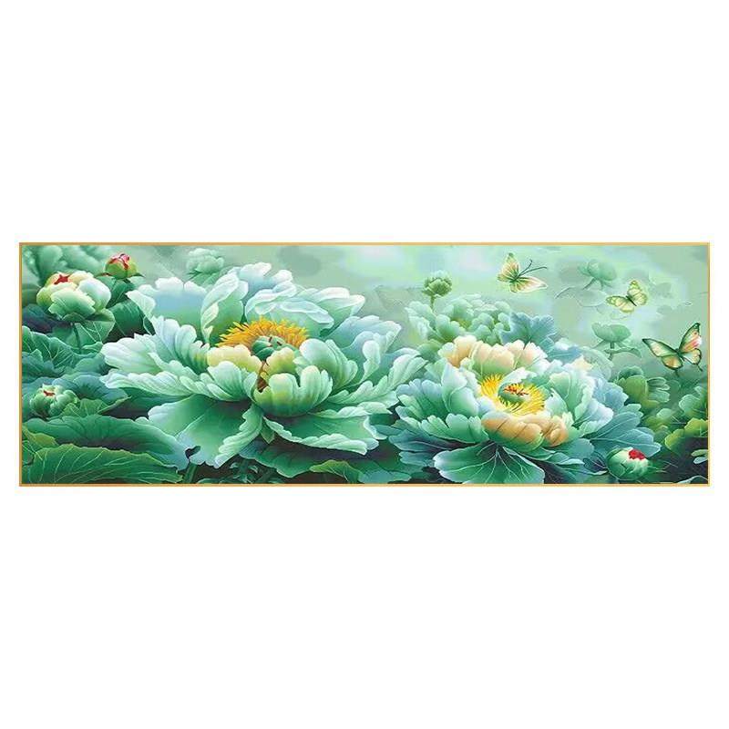 卧室5d钻石画花开富贵满钻2025新款客厅黏钻石贴十字绣绿牡丹风景,淘宝优惠券,粉丝福利购,淘宝优惠卷