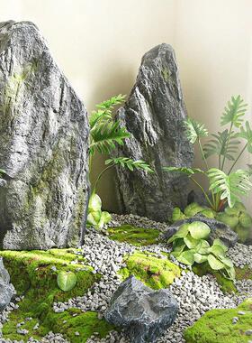 彷真石头造景假山装饰摆饰室内景观造景软装搭配阳台植物角布置