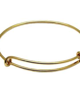 欧美推拉手镯活动弹性手圈DIY椭圆铜手镯个性几何弹力手环