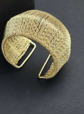 欧美个性夸张金属手环网状编织麻花大宽面手镯环保无铅镍手饰