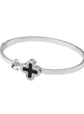 韩版时尚几何幸运四叶草手镯玫瑰金手环女气质开口手饰配饰