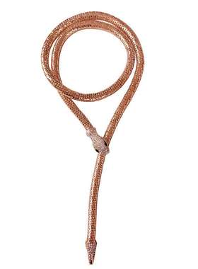 欧美夸张毛衣链镶钻长款磁吸蛇项链个性腰链装饰饰品