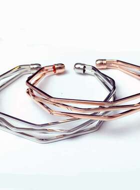 时尚流行简手镯三线立体五层菱角不规则手环百搭几何情侣手镯