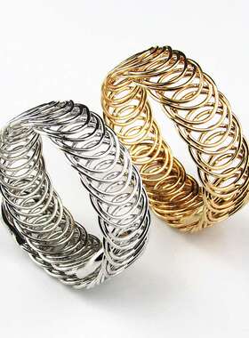 欧美个性金属弹簧手镯镀金钢丝弹力手环时尚手鐲外贸饰品