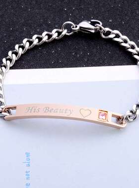 配饰情侣手链黑色手链WISH欧美百搭镶钻手饰品