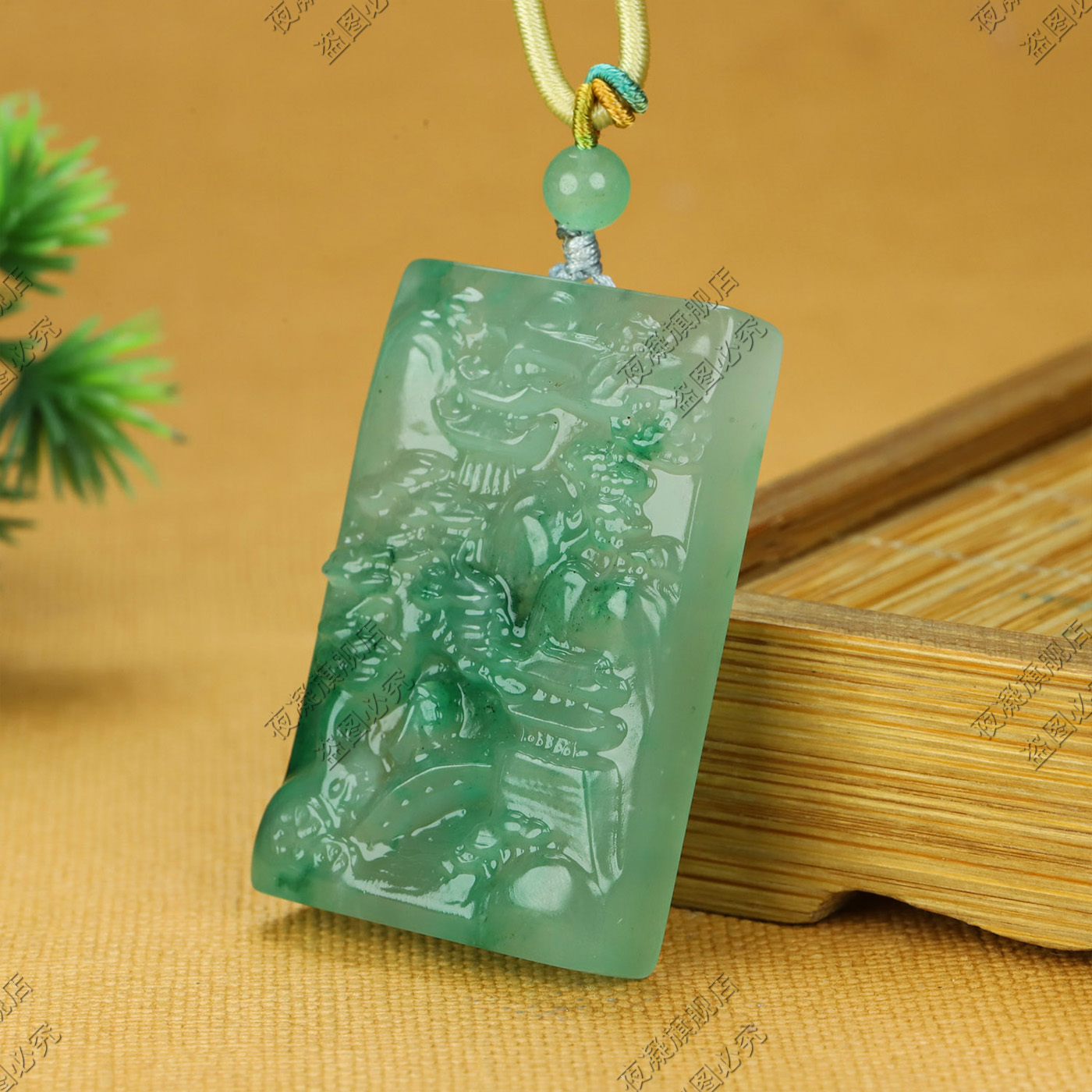 天然独龙玉/非洲翠山水牌吊坠男女款玉坠项链玉佩挂件珠宝玉石 - 图3