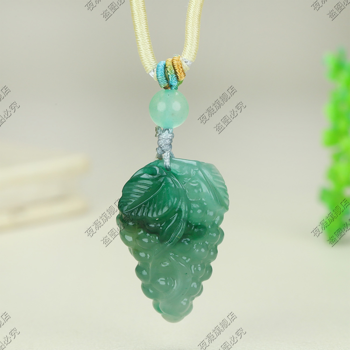 天然非洲翠多福葡萄吊坠多子多孙多福玉石独龙玉乌拉圭男女款 - 图1
