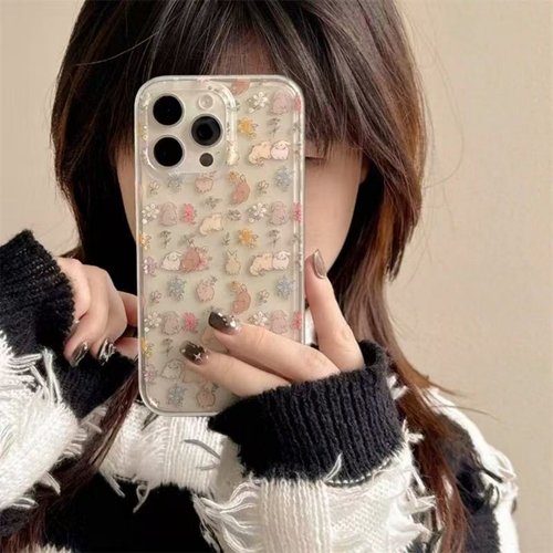 满喆碎花兔子适用于三星s25手机壳s24+/s23ultra/s22/s21F/s20plus保护套note20/s10全包a52a54A23A女新款IMD - 图0