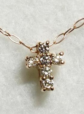 thalatta钻石高级18K玫瑰金十字架项链轻奢小众生日节日礼物