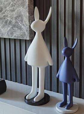 现代简约长耳兔子坐姿大摆件电视柜入户玄关柜桌面高级感家居装饰