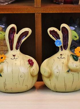 欧式覆古田园服装店铺长耳朵胖大蒜兔子家居装饰品结婚新房摆件品