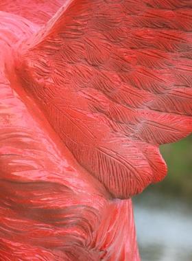 商场美陈婚庆道具假山水池装饰造景彷真动物摆件玻璃钢火烈鸟雕塑