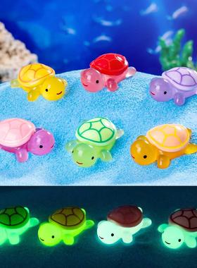 树脂夜光小乌龟苔藓鱼缸DIY造景装饰品桌面小摆件 抖音网红海龟