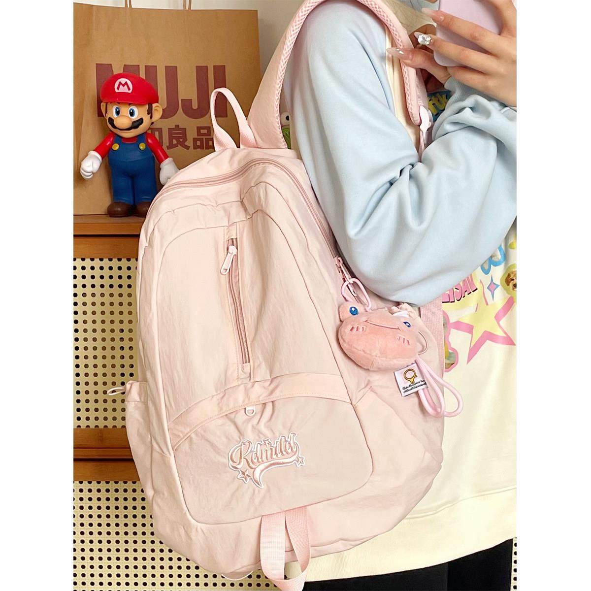 书包女生初中大容量日系ins复古简约百搭大学生上课通勤包双肩包,淘宝优惠券,粉丝福利购,淘宝优惠卷