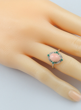 「9.5新」日本进口商品蛋白石钻石戒指Pt90051号