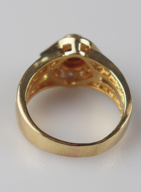 「9.5新」日本进口商品椭圆形切工红宝石钻石戒指K18黄金53号