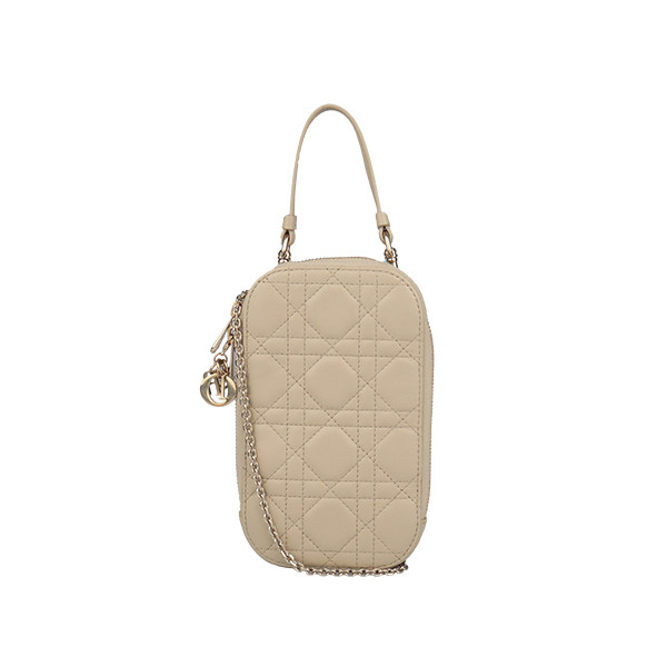中古9新DIOR迪奥LADY DIOR CALL'IN DIOR 手机袋沙色羊皮,淘宝优惠券,粉丝福利购,淘宝优惠卷
