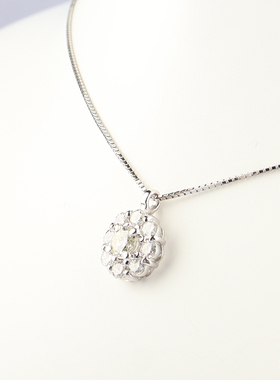 中古95新日本进口商品圆形切工黄钻PT900/PT850项链45cm