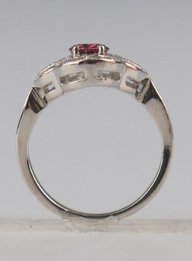 中古95新-古典红宝石钻石戒指PT900 51号