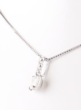 中古95新日本进口商品似方形切工钻石PT900/PT850项链45cm