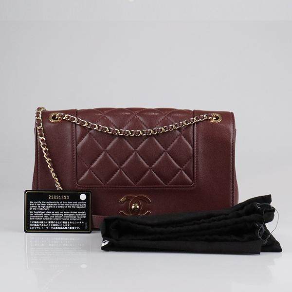 中古9新CHANEL VINTAGE FLAP酒红色山羊皮斜挎包二手奢侈品包包,淘宝优惠券,粉丝福利购,淘宝优惠卷