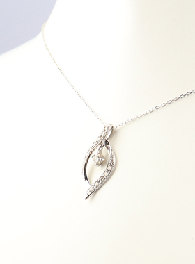 中古95新日本进口商品马眼形15颗钻石K18白金45cm项链