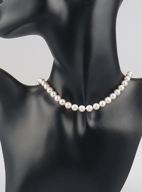 中古95新日本进口商品银灰色海水珍珠串珠项链925465cm