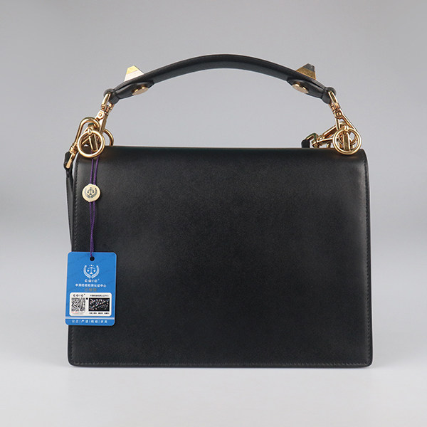 中古9新FENDI(芬迪)MONSTER EYES KAN I黑色牛皮斜挎包8BT283,淘宝优惠券,粉丝福利购,淘宝优惠卷