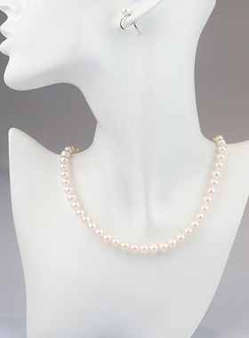 中古95新TASAKI塔思琦海水珍珠项链耳针套装925/K14WG425cm