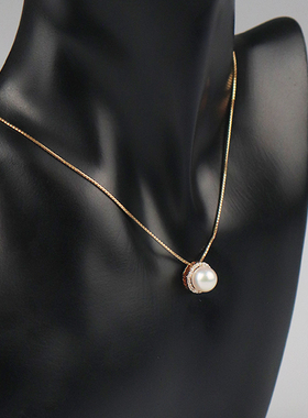 「9.5新」日本进口商品海水珍珠钻石项链750黄金36-40cm