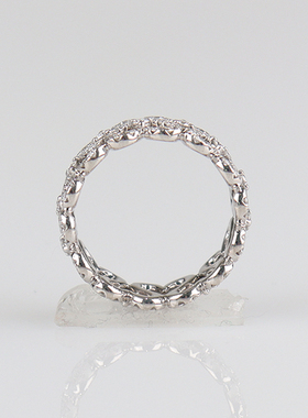 中古95新DE BEERS戴比尔斯SWAN钻石750白金54号戒指