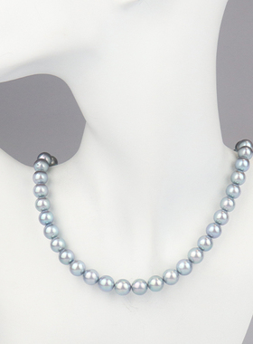 中古95新TASAKI塔思琦银灰色海水珍珠串珠项链