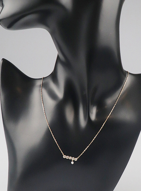 「9.5新」日本进口商品灵动圆形切工钻石项链K18黄金46cm