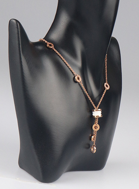 「9.5新」BVLGARI(宝格丽)B.ZERO1白陶瓷项链750玫瑰金38-45cm