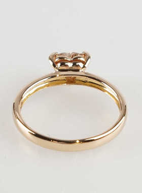 中古95新日本进口商品心形切工棕色钻石K18玫瑰金51号戒指