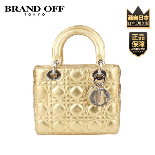 中古9新DIOR(迪奥)LADY DIOR MY ABCDIOR金色牛皮小号斜挎包 - 图2