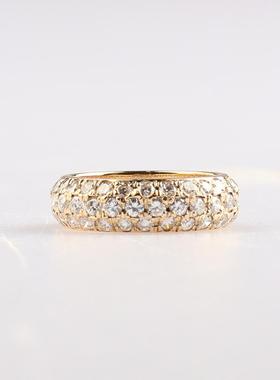 中古95新日本进口商品满天群镶钻石K18玫瑰金42号戒指