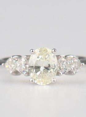 中古95新日本进口商品椭圆形切工钻石四颗心形切工钻石戒指