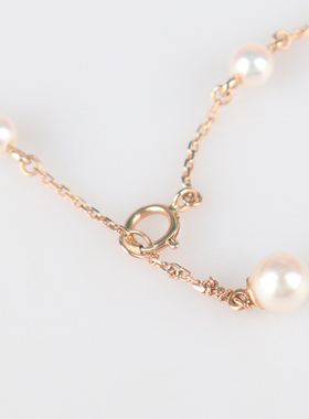 中古95新小米珠钻石手链18K黄金18cm